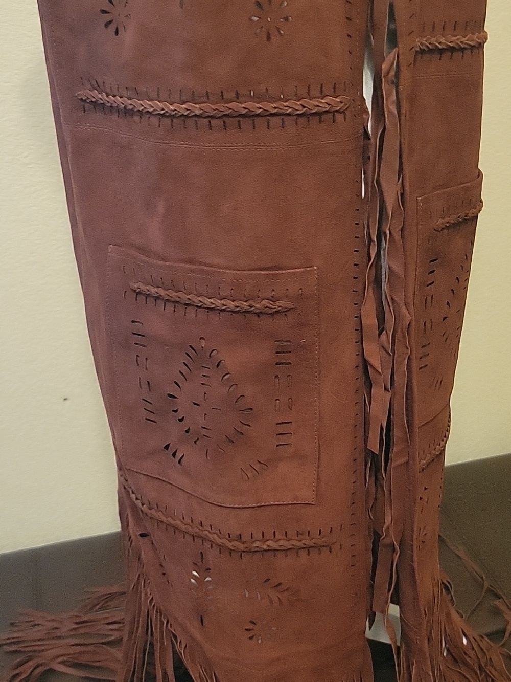 NWT Sundance Brown Suede Leather Laser-Cut Long Vest Size S - Picture 3 of 8